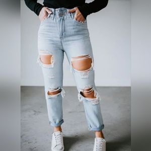 Kancan Audra paperbag mom jeans